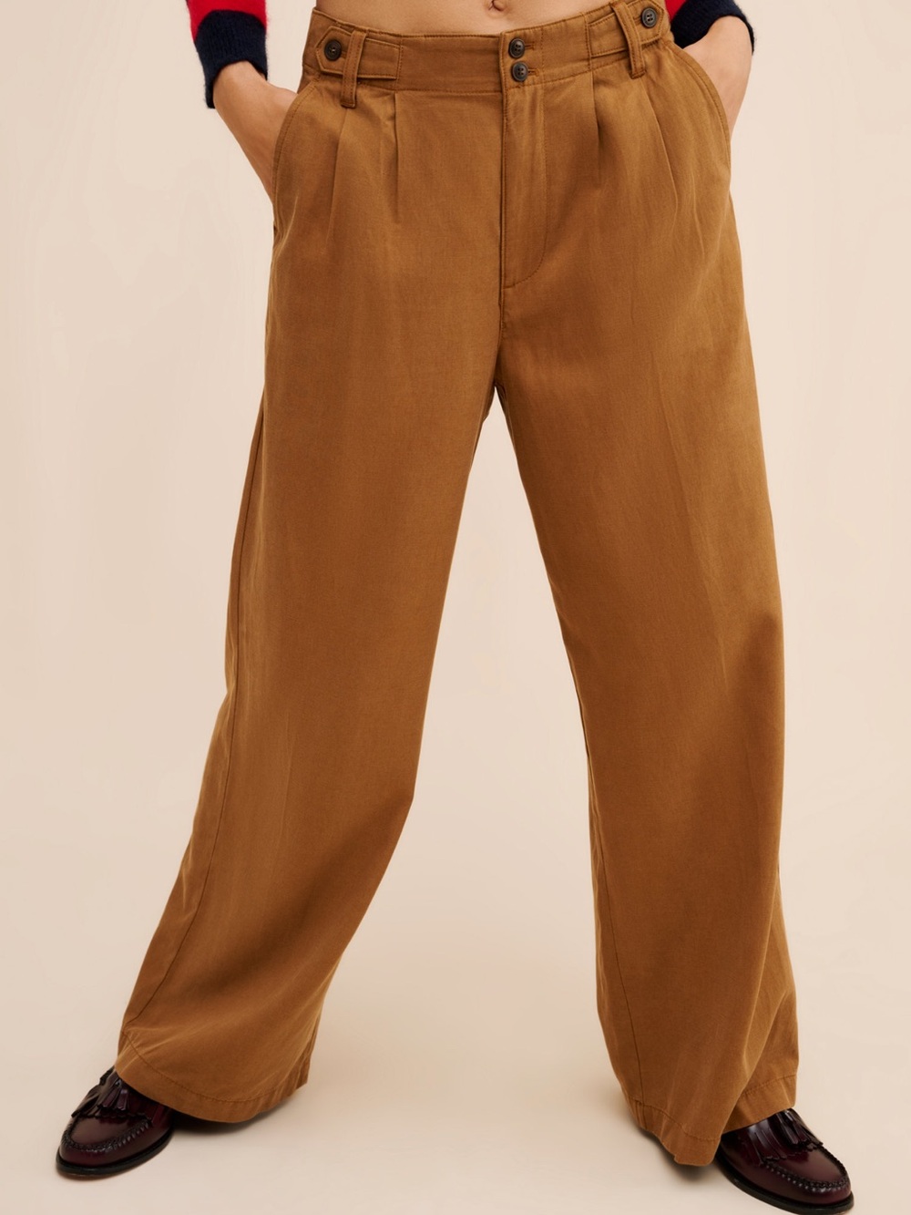 Madewell Harlow Relaxed Fit Wide-Leg Trousers in Caramel